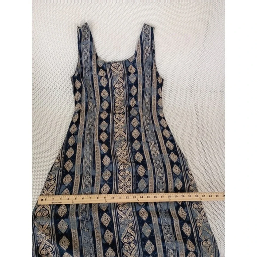 Marks & Spencer Vintage Maxi Dress Blue Paisley Boho Effortless Sleeveless M - Picture 15 of 16